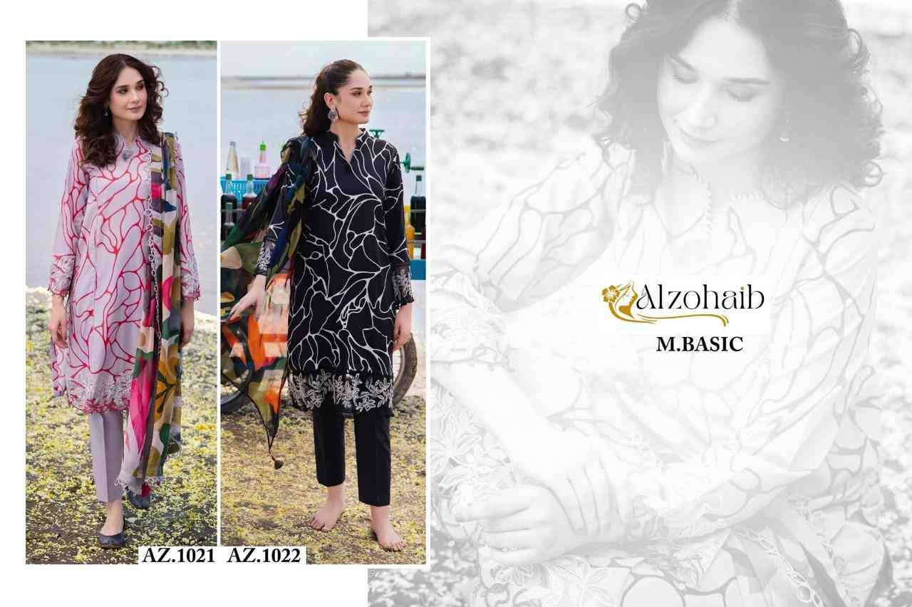 M.Basic By Alzohaib 1021 To 1022 Series Wholesale Designer Pakistani Suits Collection Beautiful Stylish Fancy Colorful Party Wear & Occasional Wear Pure Cotton Dresses At Wholesale Price