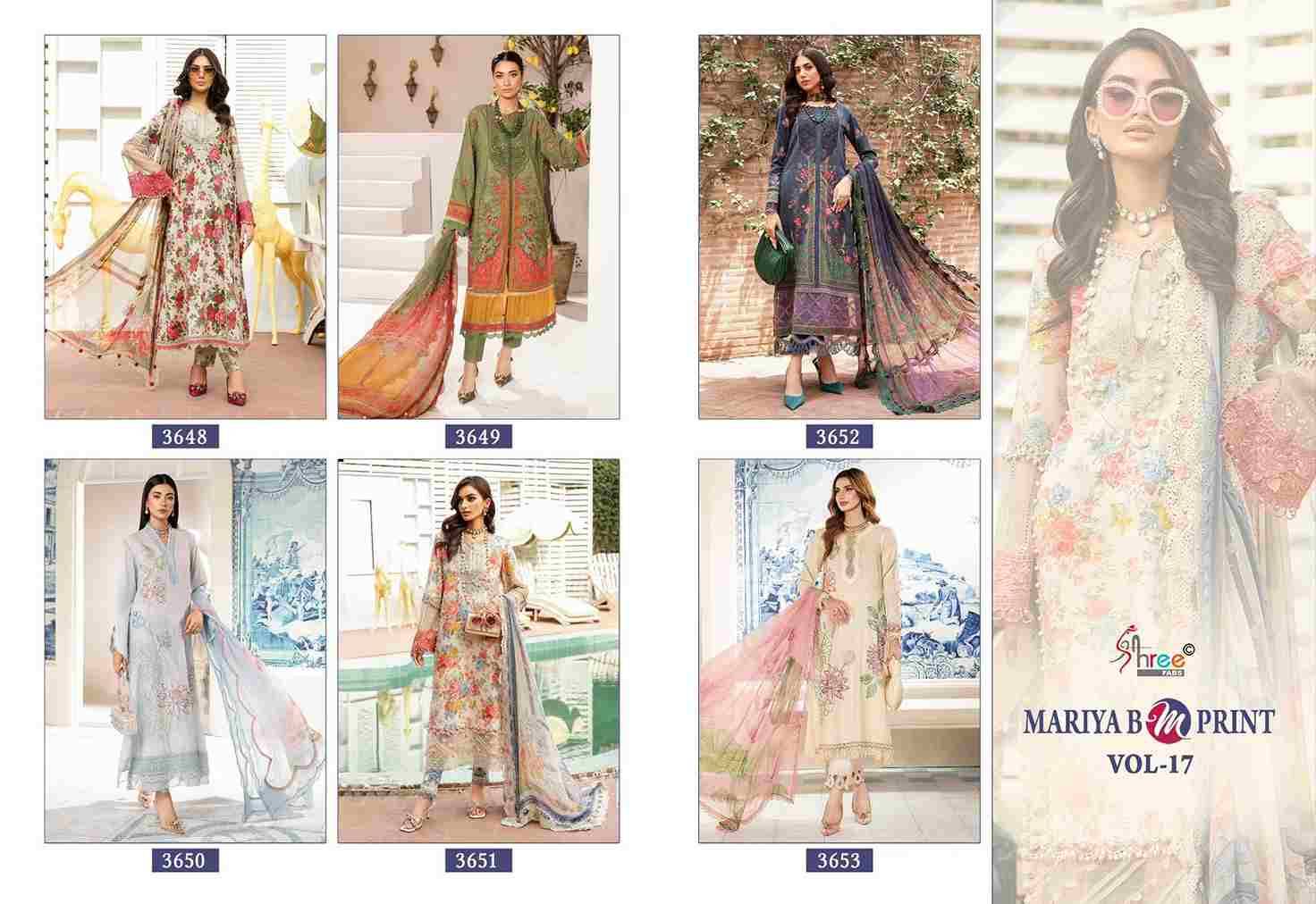 Mariya B Mprint Vol-17 By Shree Fabs 3648 To 3653 Series Beautiful Pakistani Suits Colorful Stylish Fancy Casual Wear & Ethnic Wear Pure Cotton Embroidered Dresses At Wholesale Price