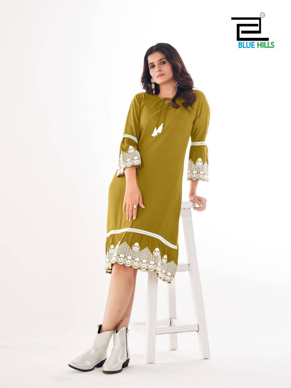 Wimbledon By Blue Hills 1001 To 1006 Series Designer Stylish Fancy Colorful Beautiful Party Wear & Ethnic Wear Collection Rayon With Work Kurtis At Wholesale Price