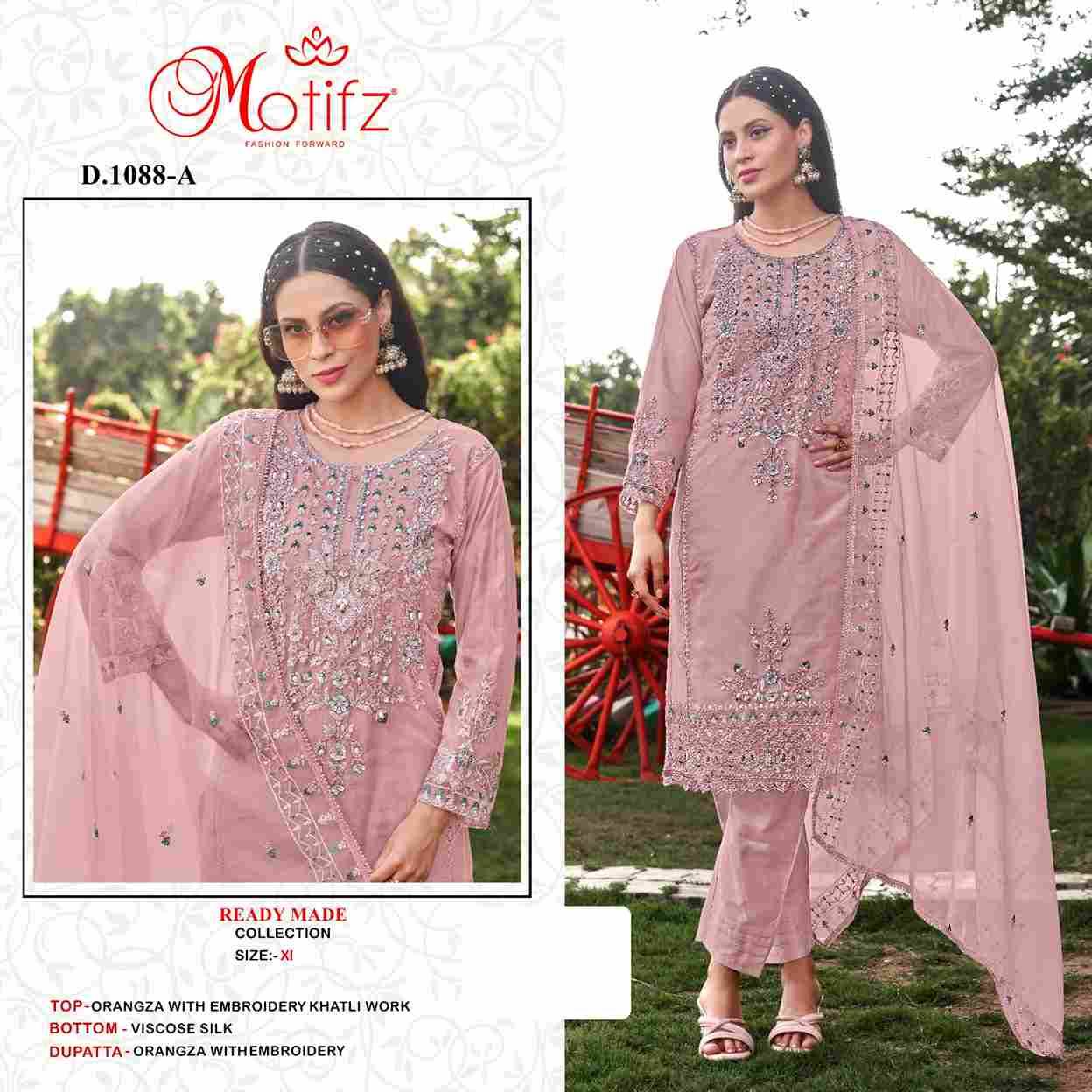 Motifz Hit Design 1088 Colours By Motifz 1088-A To 1088-D Series Designer Pakistani Suits Collection Beautiful Stylish Fancy Colorful Party Wear & Occasional Wear Organza With Embroidered Dresses At Wholesale Price