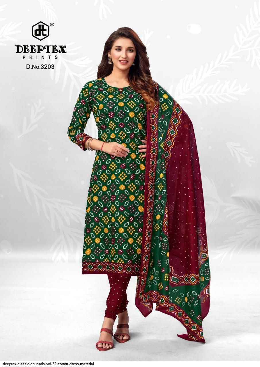 Classic Chunaris Vol-32 By Deeptex Prints 3201 To 3210 Series Beautiful Festive Suits Stylish Fancy Colorful Party Wear & Occasional Wear Cotton Dresses At Wholesale Price