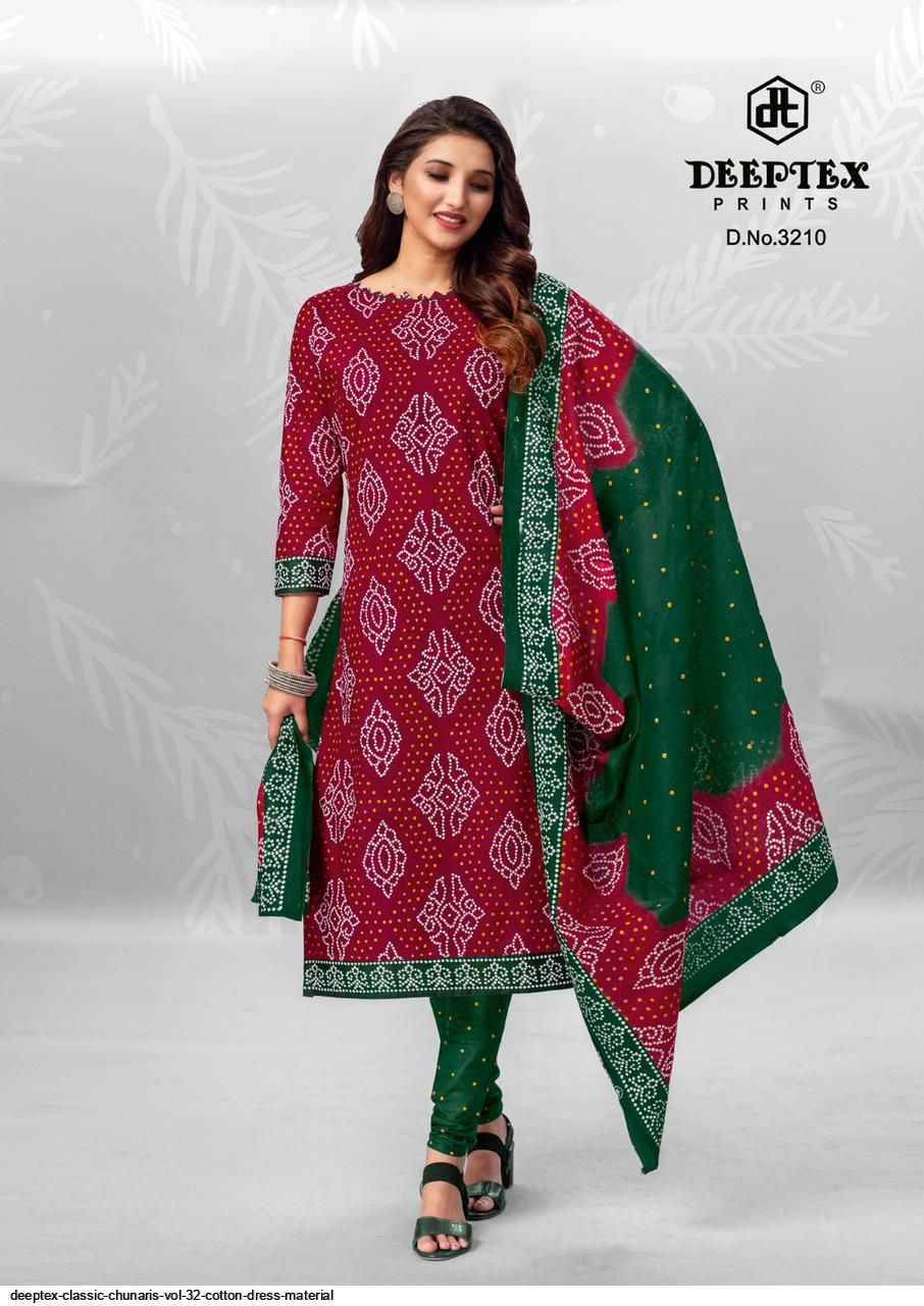 Classic Chunaris Vol-32 By Deeptex Prints 3201 To 3210 Series Beautiful Festive Suits Stylish Fancy Colorful Party Wear & Occasional Wear Cotton Dresses At Wholesale Price