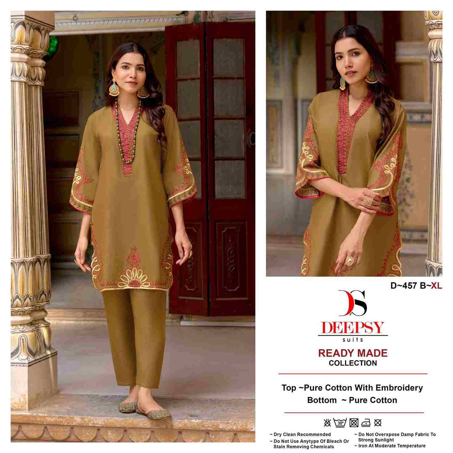 Deepsy Hit Design 457 Colours By Deepsy Suits 457-A To 457-D Series Designer Pakistani Suits Collection Beautiful Stylish Fancy Colorful Party Wear & Occasional Wear Pure Cotton Kurtis With Bottom At Wholesale Price