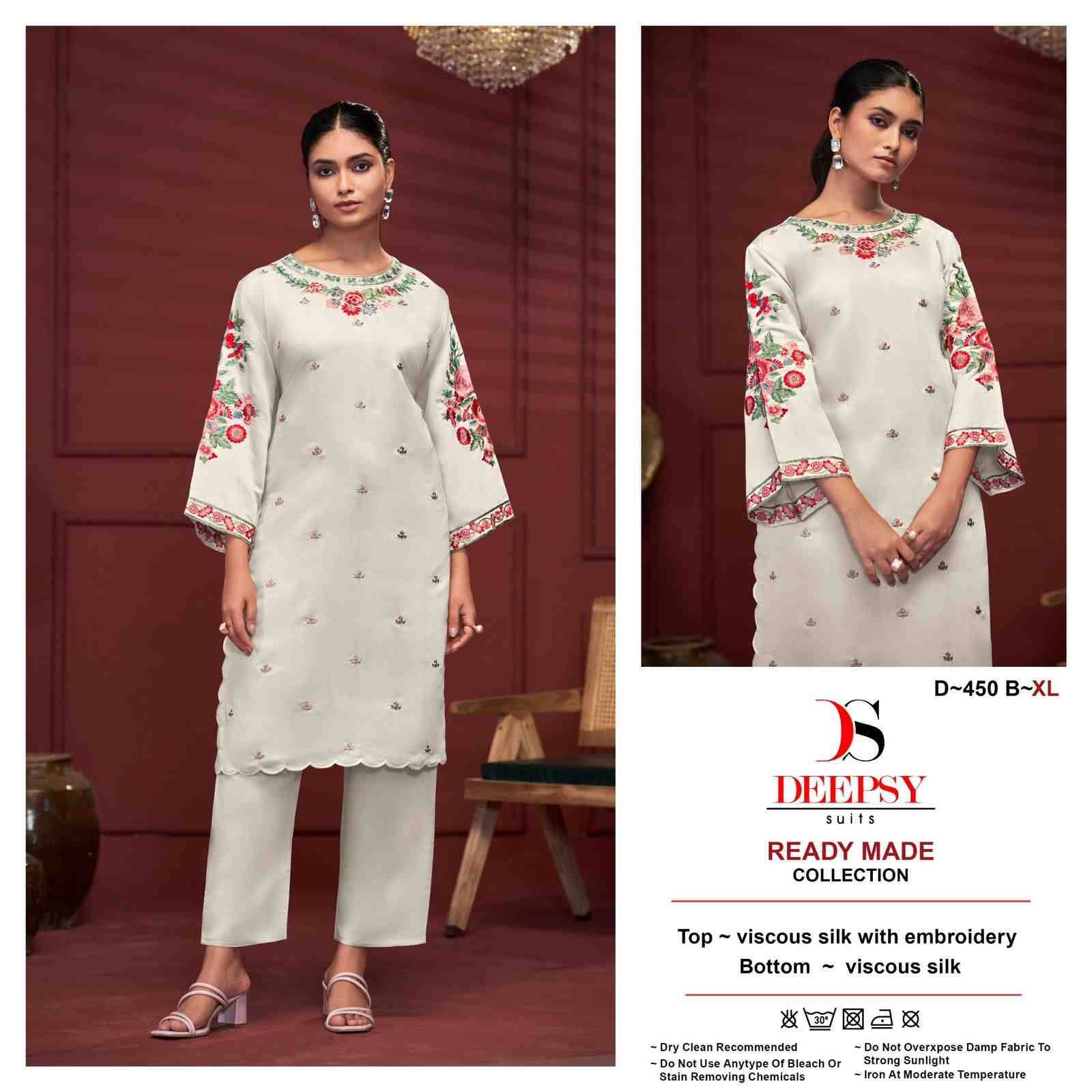 Deepsy Hit Design 450 Colours By Deepsy Suits 450-A To 450-D Series Designer Pakistani Suits Collection Beautiful Stylish Fancy Colorful Party Wear & Occasional Wear Viscose Silk Kurtis With Bottom At Wholesale Price