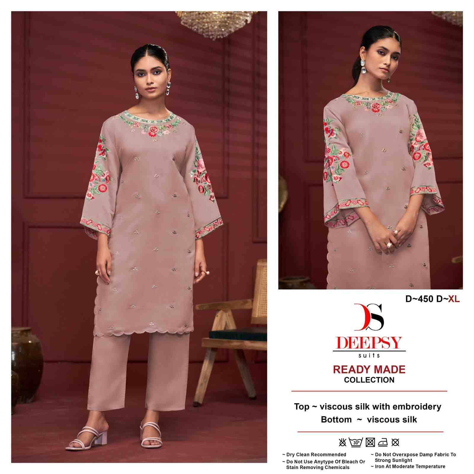 Deepsy Hit Design 450 Colours By Deepsy Suits 450-A To 450-D Series Designer Pakistani Suits Collection Beautiful Stylish Fancy Colorful Party Wear & Occasional Wear Viscose Silk Kurtis With Bottom At Wholesale Price