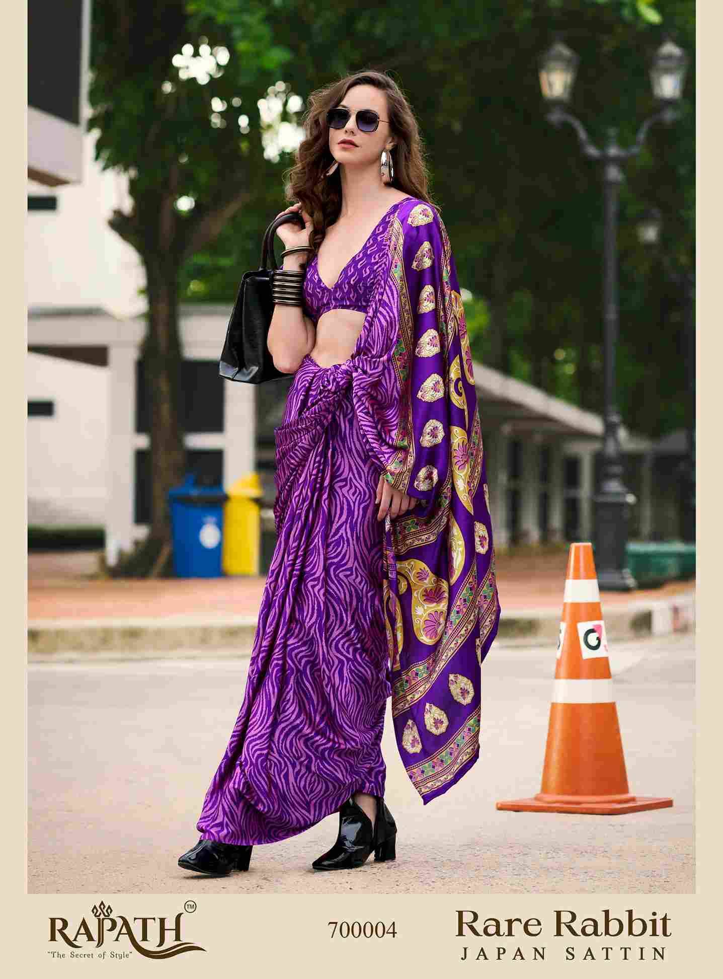 Rare Rabbit By Rajpath 700001 To 700018 Series Indian Traditional Wear Collection Beautiful Stylish Fancy Colorful Party Wear & Occasional Wear Japan Satin Sarees At Wholesale Price