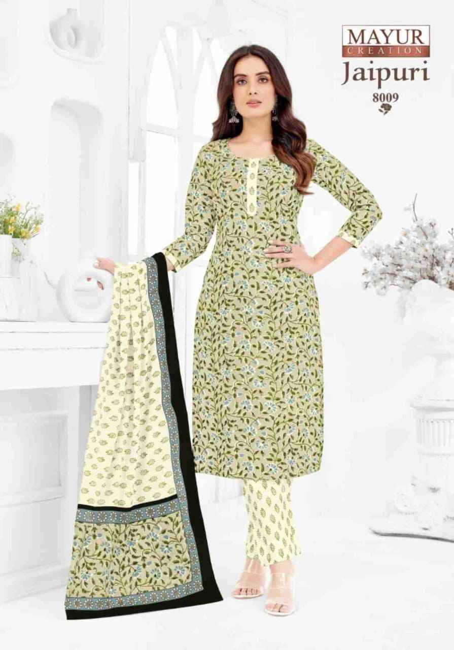 Jaipuri Vol-8 By Mayur Creation 8001 To 8010 Series Beautiful Festive Suits Stylish Fancy Colorful Casual Wear & Ethnic Wear Cotton Print Dresses At Wholesale Price