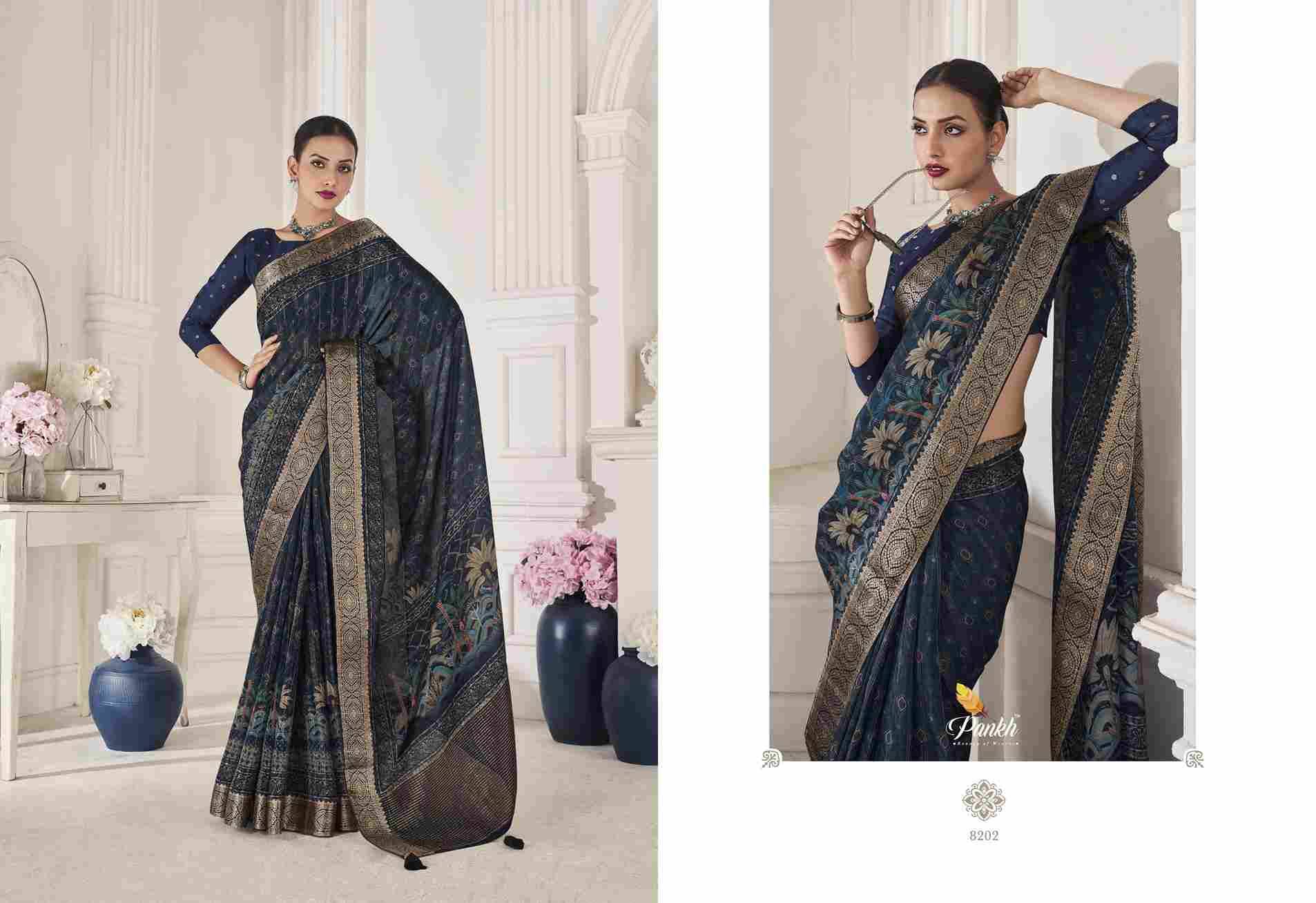 Rihana Silk By Pankh Creation 8201 To 8208 Series Indian Traditional Wear Collection Beautiful Stylish Fancy Colorful Party Wear & Occasional Wear Viscose Silk Sarees At Wholesale Price