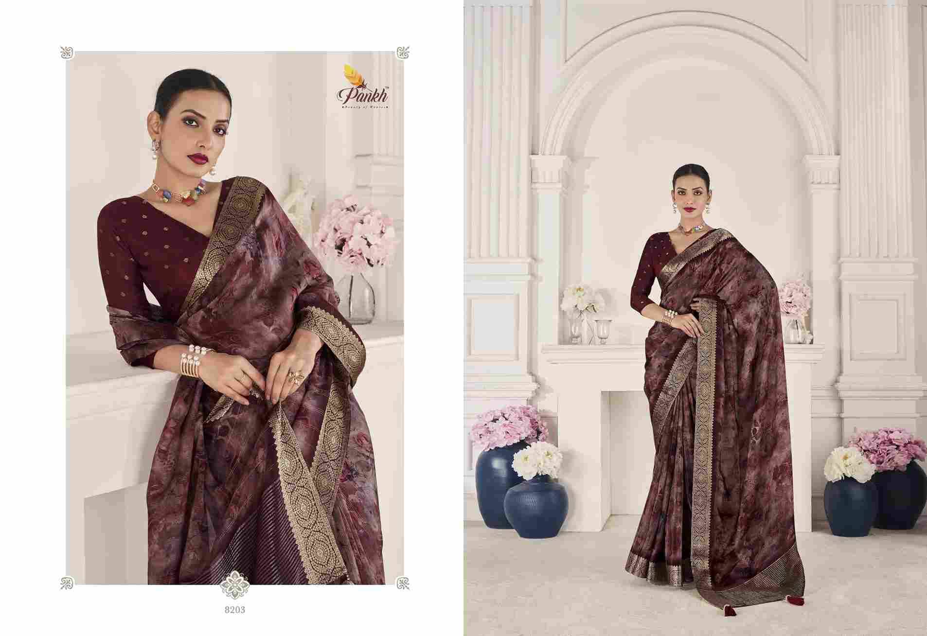 Rihana Silk By Pankh Creation 8201 To 8208 Series Indian Traditional Wear Collection Beautiful Stylish Fancy Colorful Party Wear & Occasional Wear Viscose Silk Sarees At Wholesale Price