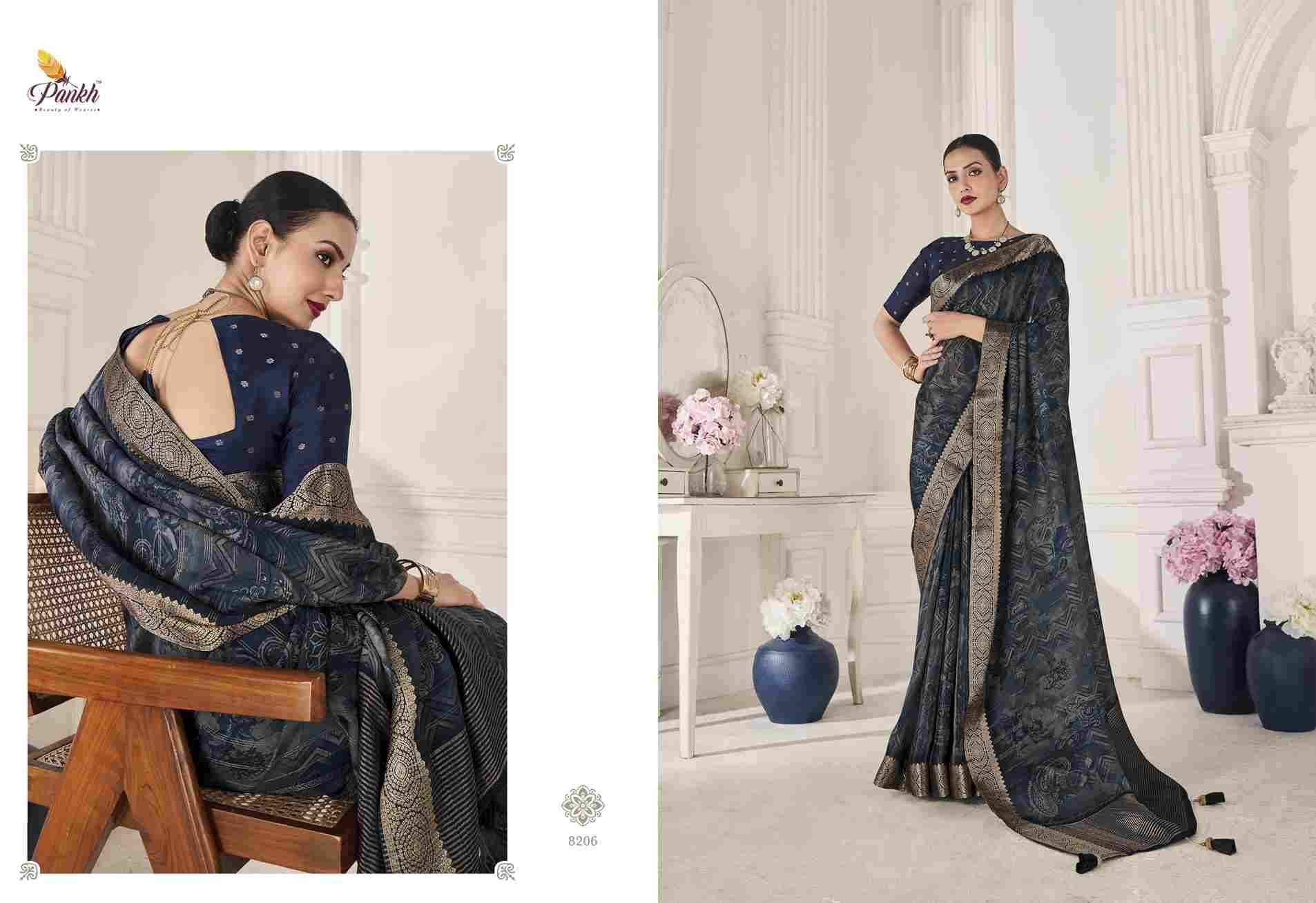 Rihana Silk By Pankh Creation 8201 To 8208 Series Indian Traditional Wear Collection Beautiful Stylish Fancy Colorful Party Wear & Occasional Wear Viscose Silk Sarees At Wholesale Price