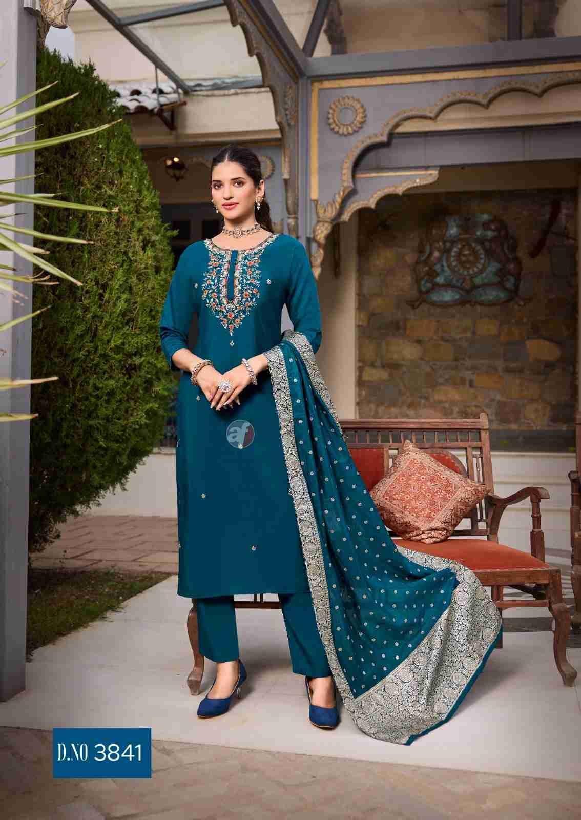 Vastra Vol-3 By Anju Fabrics 3841 To 3846 Series Suits Beautiful Fancy Colorful Stylish Party Wear & Occasional Wear Roman Silk Dresses At Wholesale Price