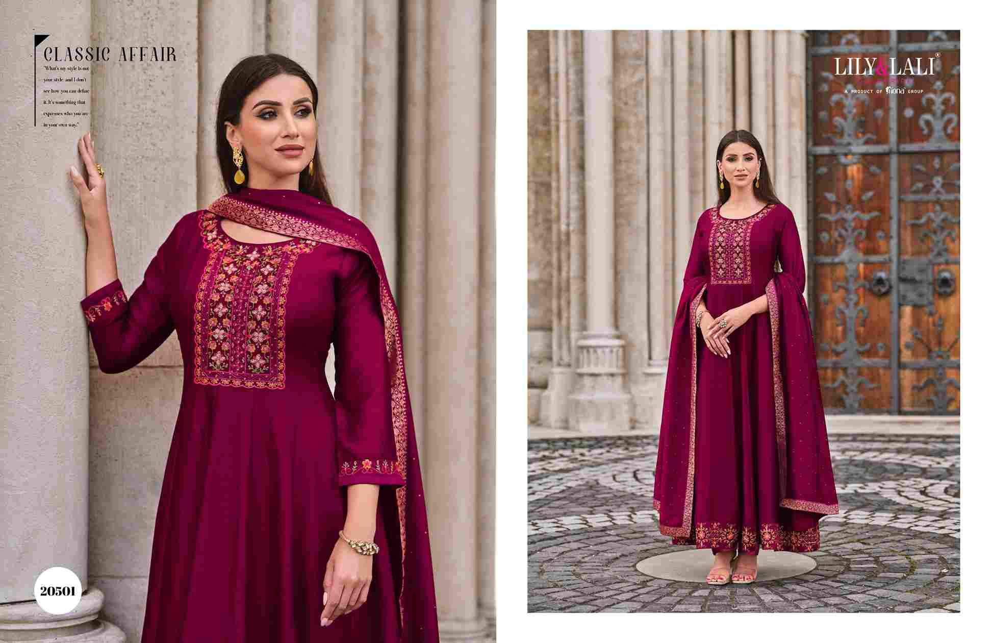 Bibbojaan By Lily And Lali 20501 To 20506 Series Beautiful Stylish Anarkali Suits Fancy Colorful Casual Wear & Ethnic Wear & Ready To Wear Vichitra Silk Dresses At Wholesale Price