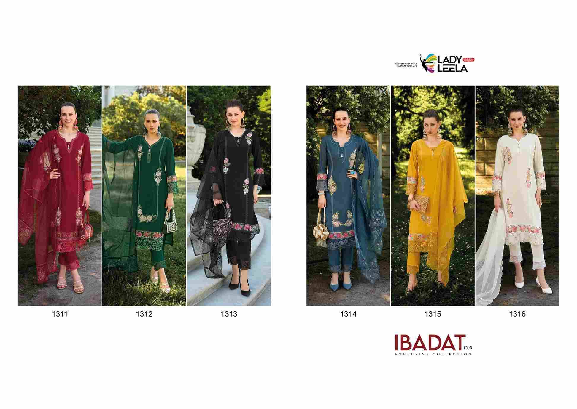 Ibadat Vol-3 By Lady Leela 1311 To 1316 Series Beautiful Festive Suits Colorful Stylish Fancy Casual Wear & Ethnic Wear Viscose Silk With Work Dresses At Wholesale Price