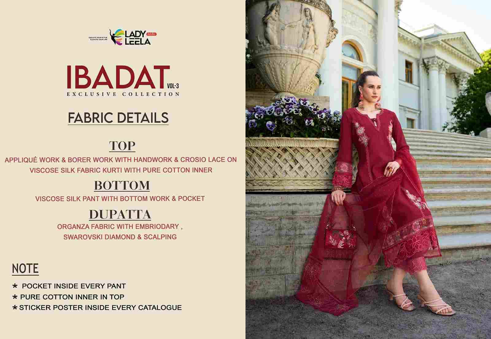 Ibadat Vol-3 By Lady Leela 1311 To 1316 Series Beautiful Festive Suits Colorful Stylish Fancy Casual Wear & Ethnic Wear Viscose Silk With Work Dresses At Wholesale Price