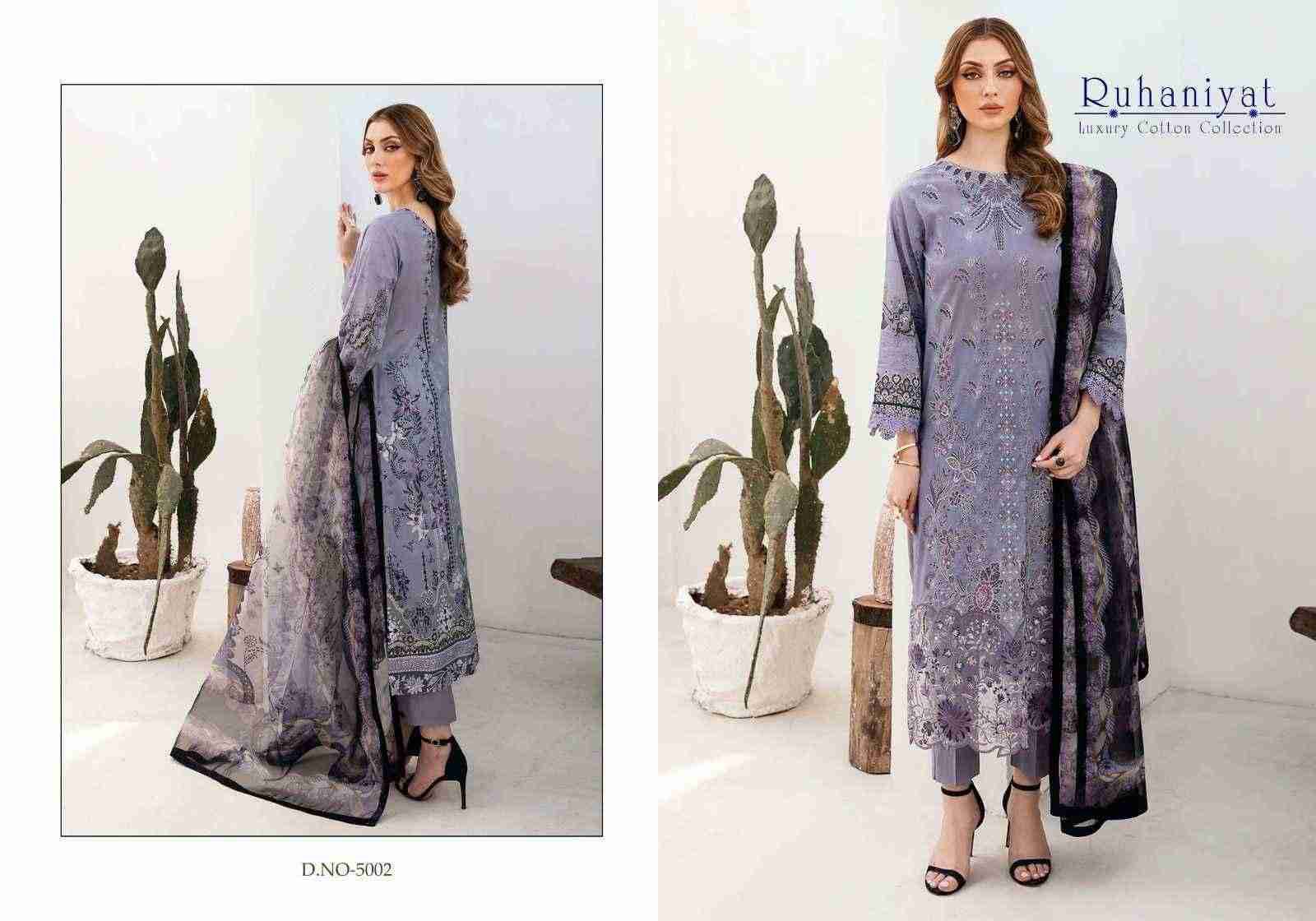 Ruhaniyat Vol-5 By Fashid Wholesale 5001 To 5006 Series Beautiful Suits Colorful Stylish Fancy Casual Wear & Ethnic Wear Pure Cotton Embroidered Dresses At Wholesale Price