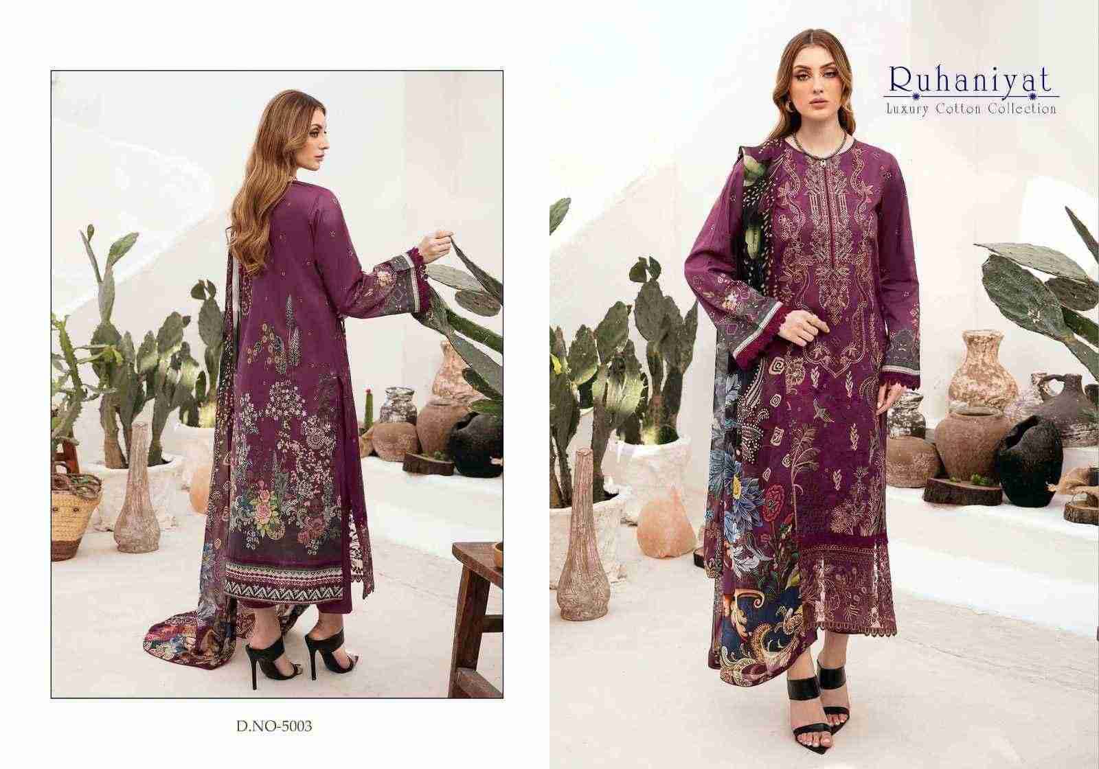 Ruhaniyat Vol-5 By Fashid Wholesale 5001 To 5006 Series Beautiful Suits Colorful Stylish Fancy Casual Wear & Ethnic Wear Pure Cotton Embroidered Dresses At Wholesale Price