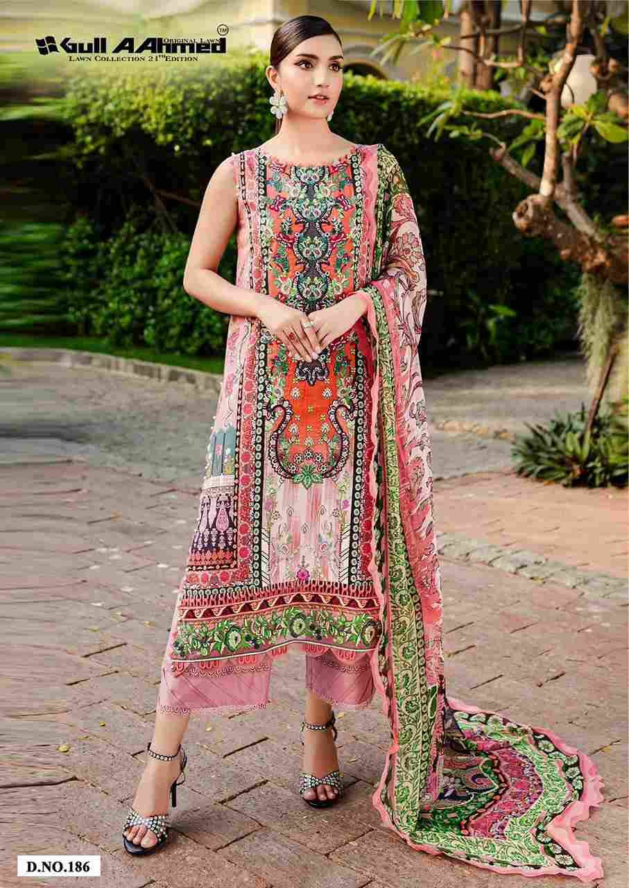 Gull Aahmed Lawn Collection Vol-21 By Gull Aahmed 185 To 190 Series Beautiful Festive Suits Stylish Fancy Colorful Casual Wear & Ethnic Wear Pure Lawn Dresses At Wholesale Price