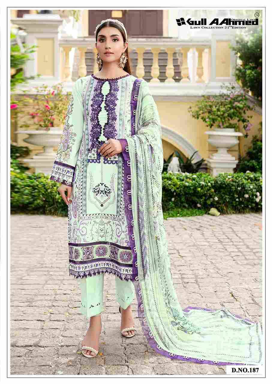 Gull Aahmed Lawn Collection Vol-21 By Gull Aahmed 185 To 190 Series Beautiful Festive Suits Stylish Fancy Colorful Casual Wear & Ethnic Wear Pure Lawn Dresses At Wholesale Price