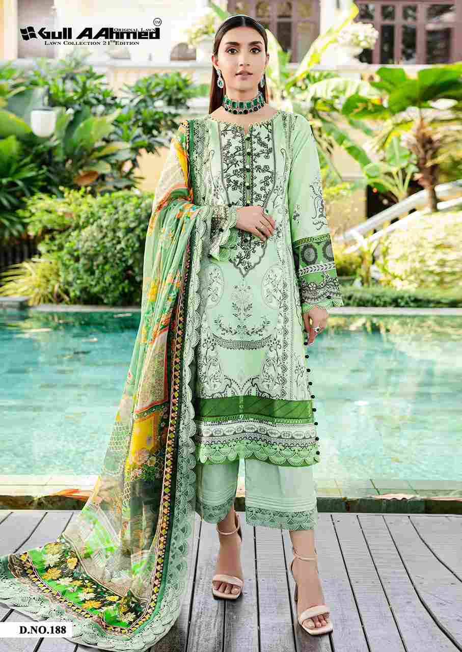 Gull Aahmed Lawn Collection Vol-21 By Gull Aahmed 185 To 190 Series Beautiful Festive Suits Stylish Fancy Colorful Casual Wear & Ethnic Wear Pure Lawn Dresses At Wholesale Price