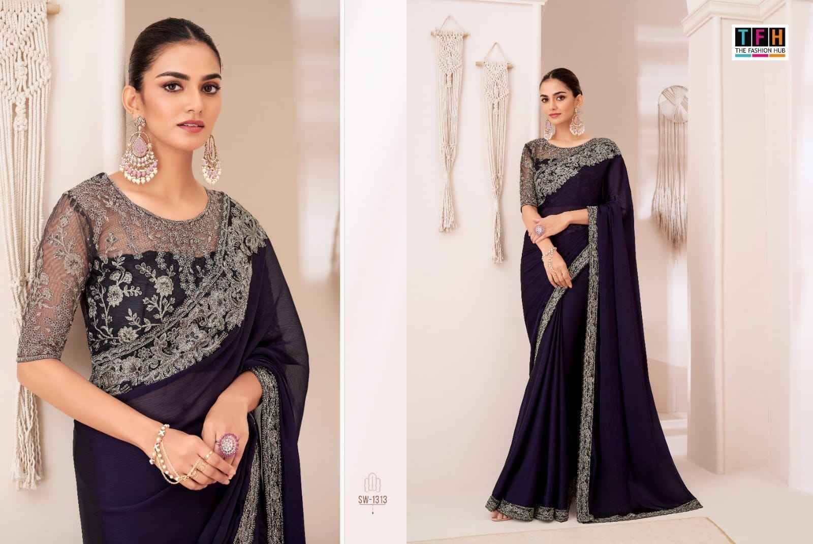 Sandalwood Vol-13 By TFH 1301 To 1318 Series Indian Traditional Wear Collection Beautiful Stylish Fancy Colorful Party Wear & Occasional Wear Chiffon/Georgette/Satin Sarees At Wholesale Price