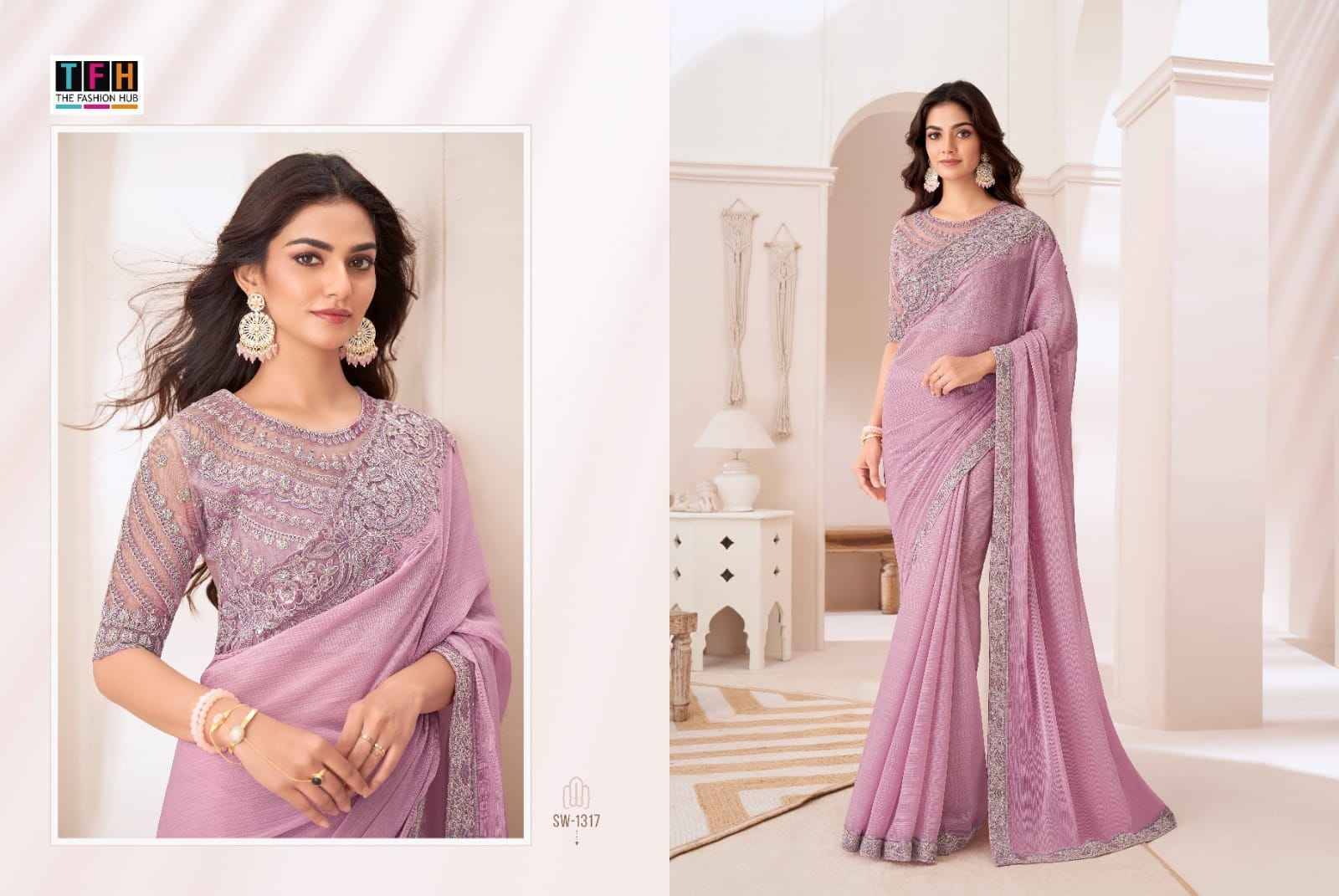 Sandalwood Vol-13 By TFH 1301 To 1318 Series Indian Traditional Wear Collection Beautiful Stylish Fancy Colorful Party Wear & Occasional Wear Chiffon/Georgette/Satin Sarees At Wholesale Price