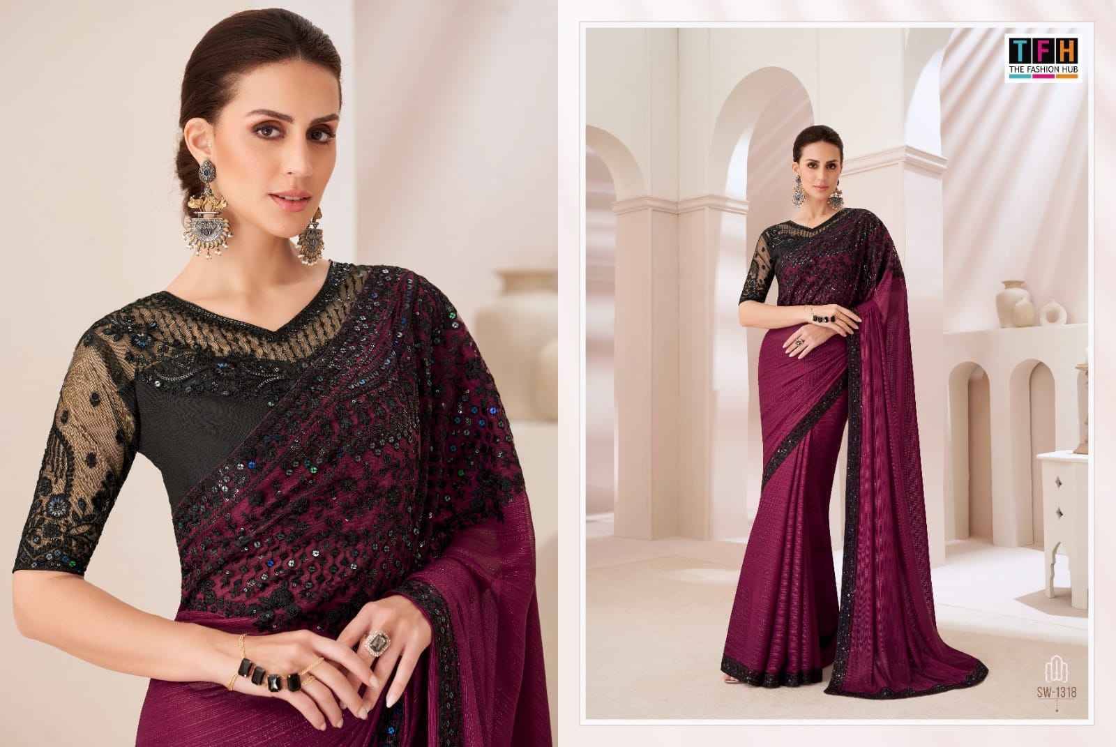 Sandalwood Vol-13 By TFH 1301 To 1318 Series Indian Traditional Wear Collection Beautiful Stylish Fancy Colorful Party Wear & Occasional Wear Chiffon/Georgette/Satin Sarees At Wholesale Price