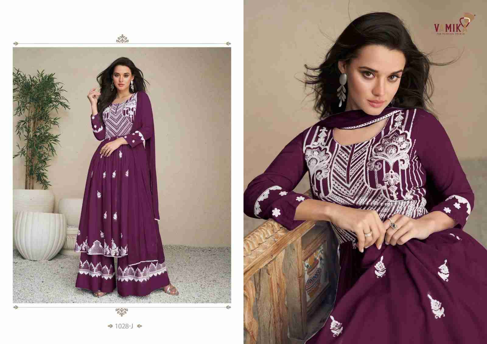 Lakhnavi Vol-5 Dark List By Vamika 1028-F To 1028-J Series Beautiful Stylish Sharara Suits Fancy Colorful Casual Wear & Ethnic Wear & Ready To Wear Pure Rayon Printed Dresses At Wholesale Price