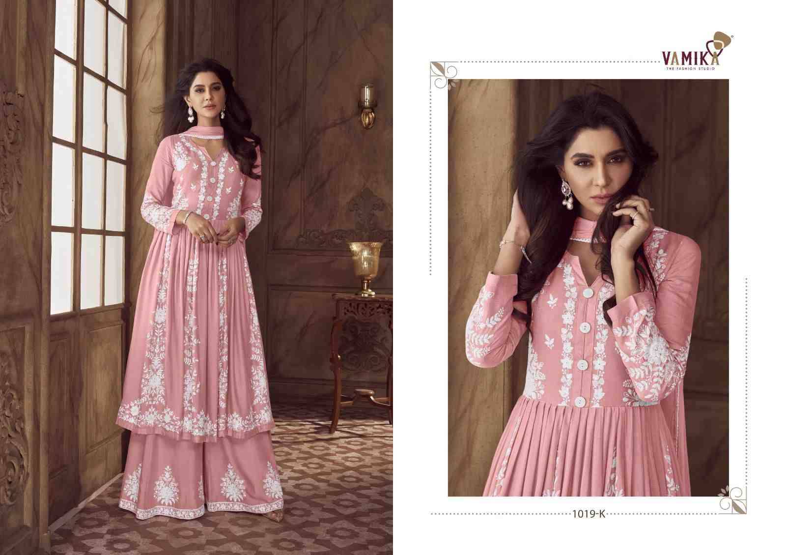 Lakhnavi Vol-4 Silver Coin By Vamika 1019-K To 1019-O Series Beautiful Stylish Sharara Suits Fancy Colorful Casual Wear & Ethnic Wear & Ready To Wear Pure Rayon Printed Dresses At Wholesale Price