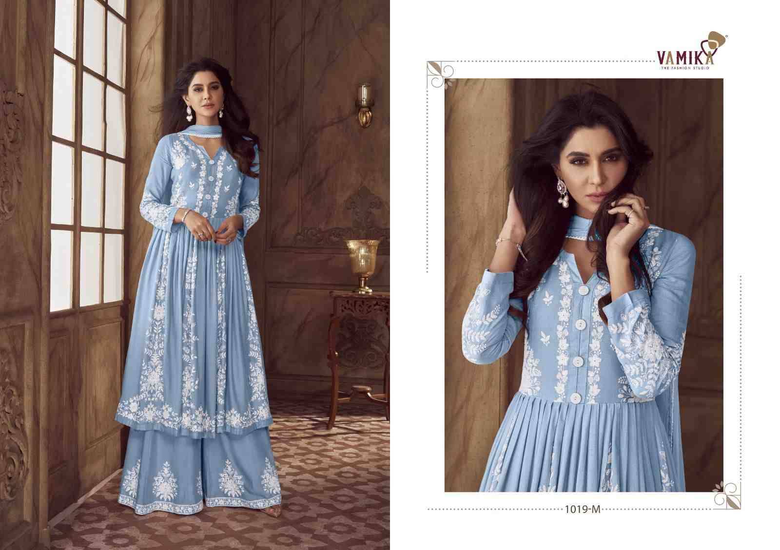 Lakhnavi Vol-4 Silver Coin By Vamika 1019-K To 1019-O Series Beautiful Stylish Sharara Suits Fancy Colorful Casual Wear & Ethnic Wear & Ready To Wear Pure Rayon Printed Dresses At Wholesale Price