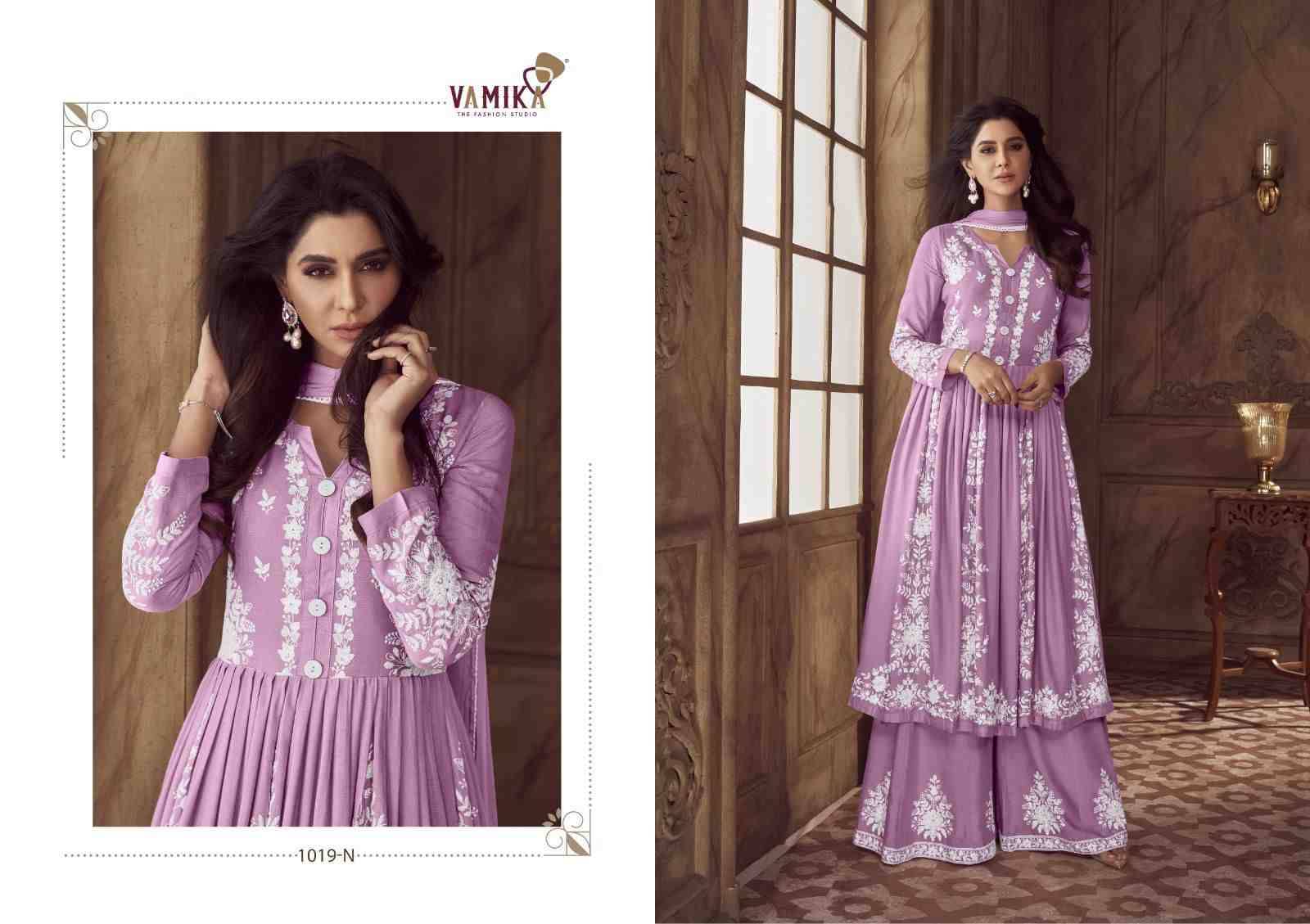 Lakhnavi Vol-4 Silver Coin By Vamika 1019-K To 1019-O Series Beautiful Stylish Sharara Suits Fancy Colorful Casual Wear & Ethnic Wear & Ready To Wear Pure Rayon Printed Dresses At Wholesale Price