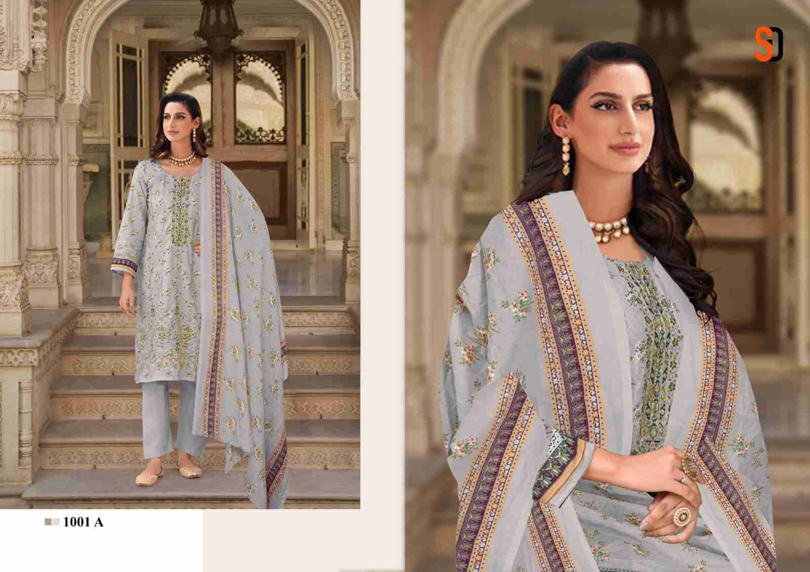 Bin Saeed Color Collection By Shraddha Designer 1001-A To 1001-D Series Pakistani Suits Beautiful Fancy Stylish Colorful Party Wear & Occasional Wear Pure Cotton Print With Embroidery Dresses At Wholesale Price