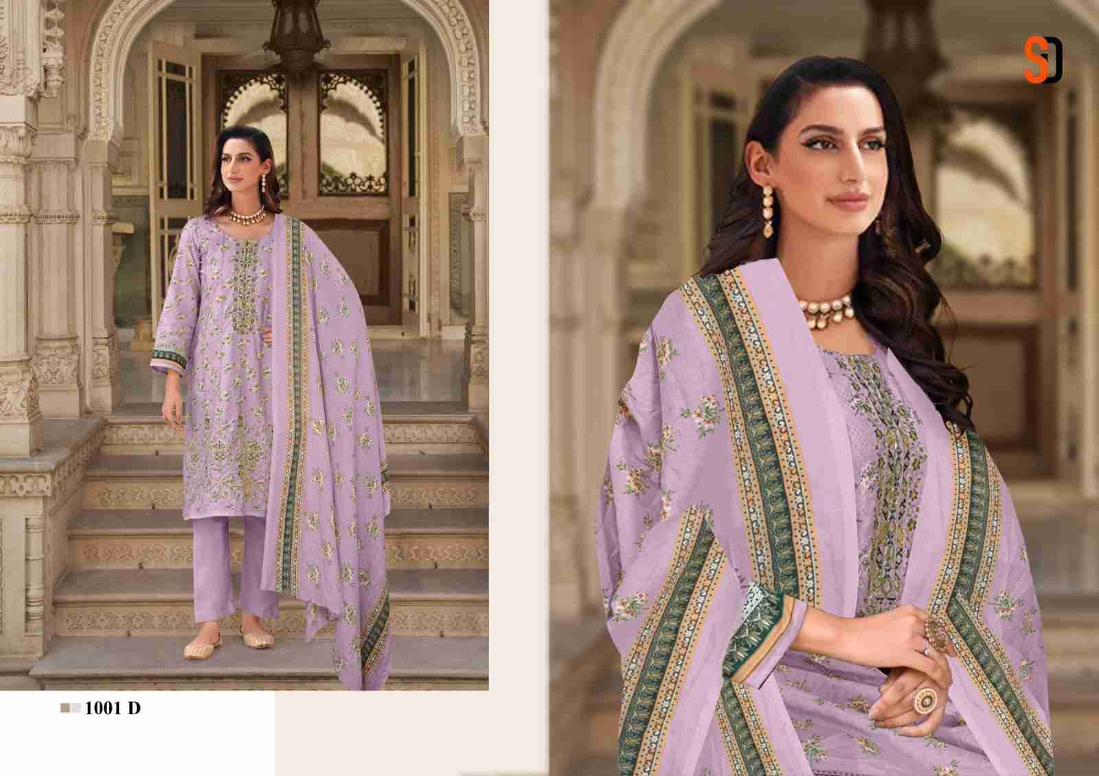 Bin Saeed Color Collection By Shraddha Designer 1001-A To 1001-D Series Pakistani Suits Beautiful Fancy Stylish Colorful Party Wear & Occasional Wear Pure Cotton Print With Embroidery Dresses At Wholesale Price