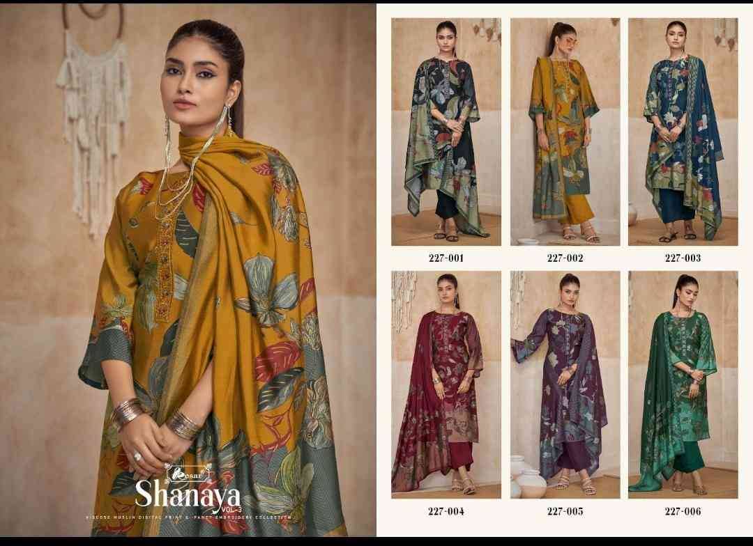 Shanaya Vol-3 By Kesar 227-001 To 227-006 Series Beautiful Stylish Festive Suits Fancy Colorful Casual Wear & Ethnic Wear & Ready To Wear Pure Muslin Viscose Digital Print Dresses At Wholesale Price