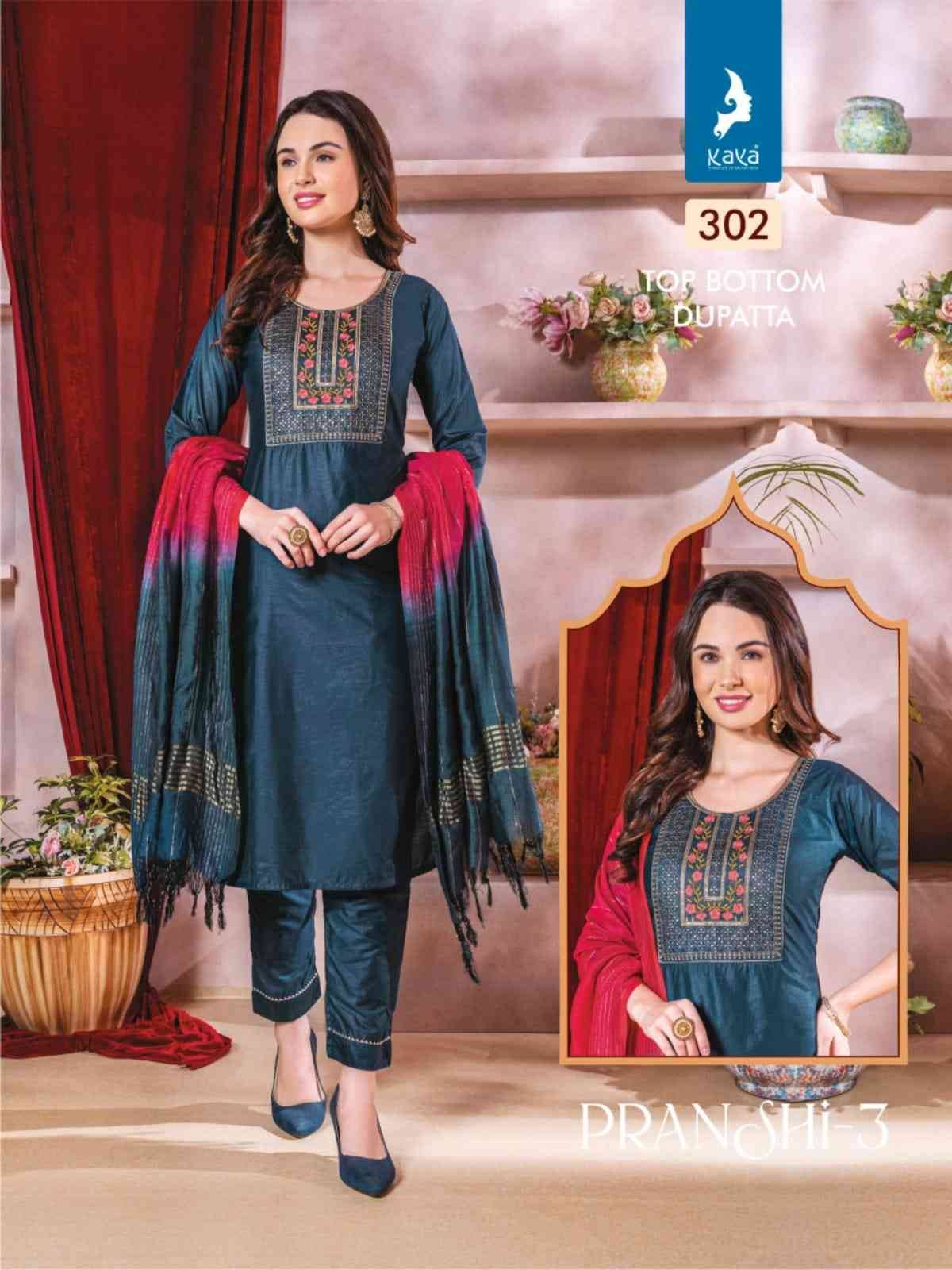 Pranshi Vol-3 By Kaya 301 To 308 Series Beautiful Suits Colorful Stylish Fancy Casual Wear & Ethnic Wear Chanderi Silk Dresses At Wholesale Price