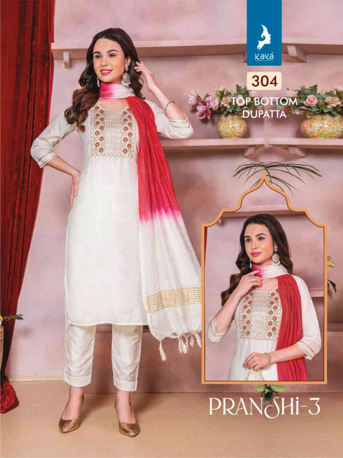 Pranshi Vol-3 By Kaya 301 To 308 Series Beautiful Suits Colorful Stylish Fancy Casual Wear & Ethnic Wear Chanderi Silk Dresses At Wholesale Price