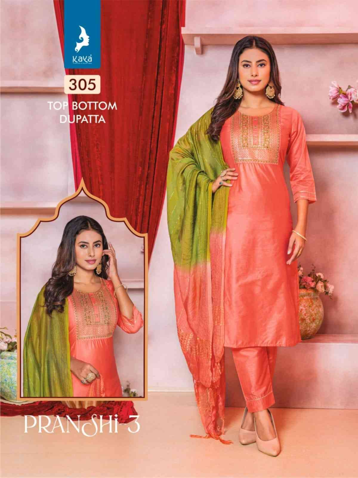 Pranshi Vol-3 By Kaya 301 To 308 Series Beautiful Suits Colorful Stylish Fancy Casual Wear & Ethnic Wear Chanderi Silk Dresses At Wholesale Price