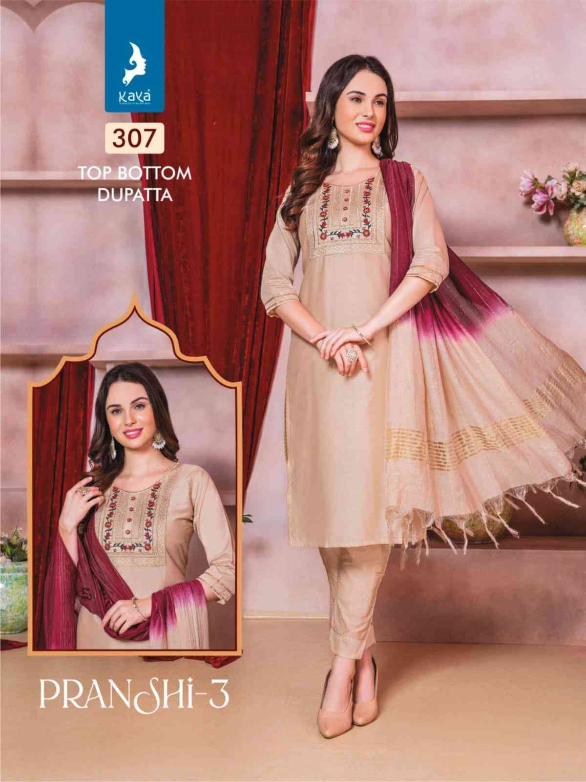 Pranshi Vol-3 By Kaya 301 To 308 Series Beautiful Suits Colorful Stylish Fancy Casual Wear & Ethnic Wear Chanderi Silk Dresses At Wholesale Price