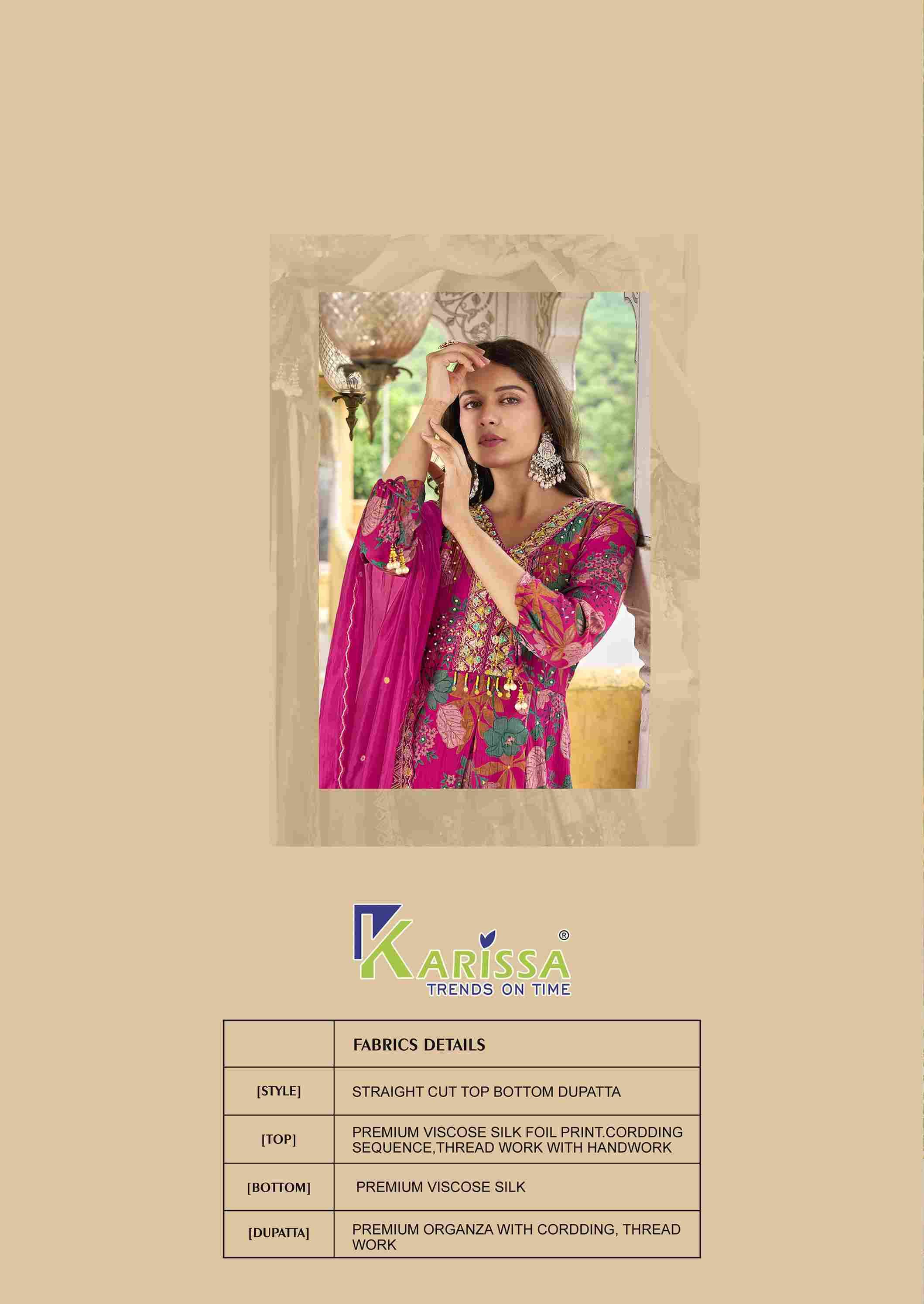 Suhana By Karissa 1001 To 1004 Series Beautiful Suits Colorful Stylish Fancy Casual Wear & Ethnic Wear Pure Viscose Silk Print Dresses At Wholesale Price