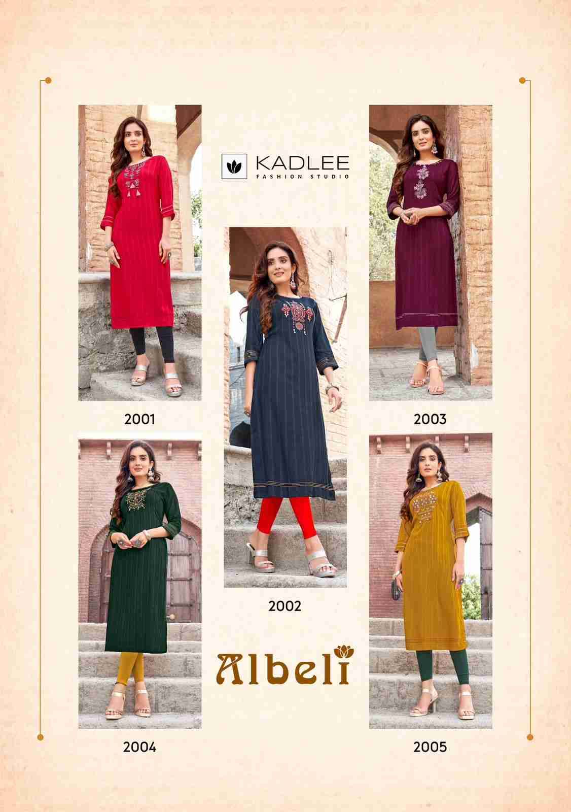 Albeli By Kadlee 2001 To 2005 Series Designer Stylish Fancy Colorful Beautiful Party Wear & Ethnic Wear Collection Rayon With Work Kurtis At Wholesale Price