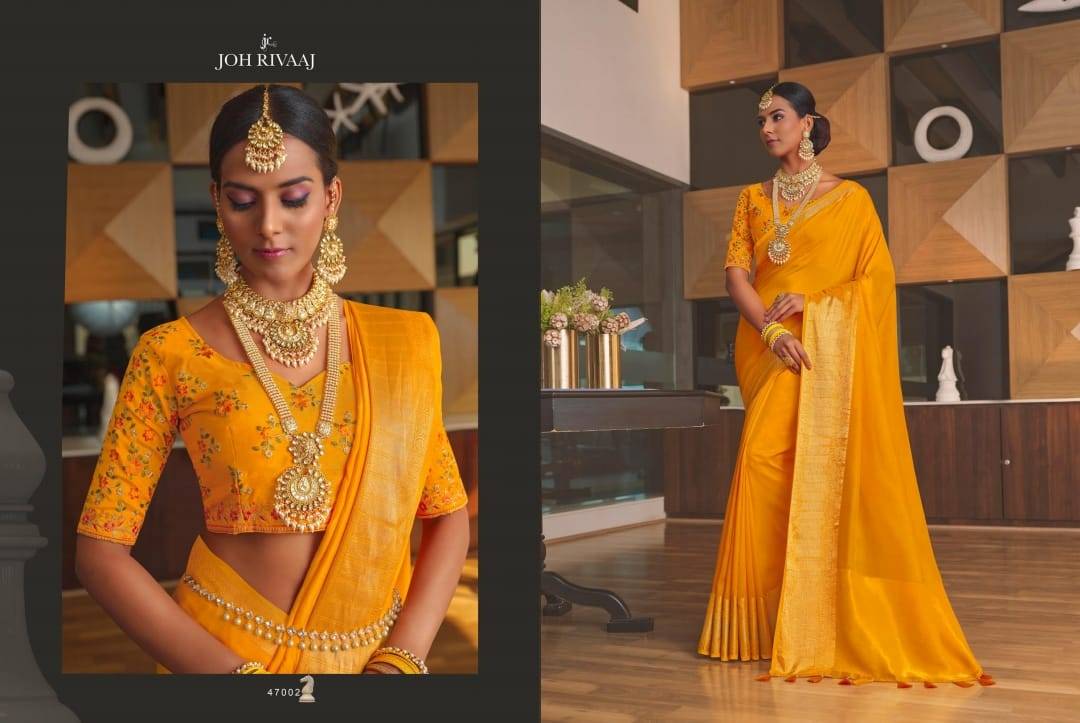 Jantara Vol-470 By Joh Rivaaj 47001 To 47009 Series Indian Traditional Wear Collection Beautiful Stylish Fancy Colorful Party Wear & Occasional Wear Silk Sarees At Wholesale Price