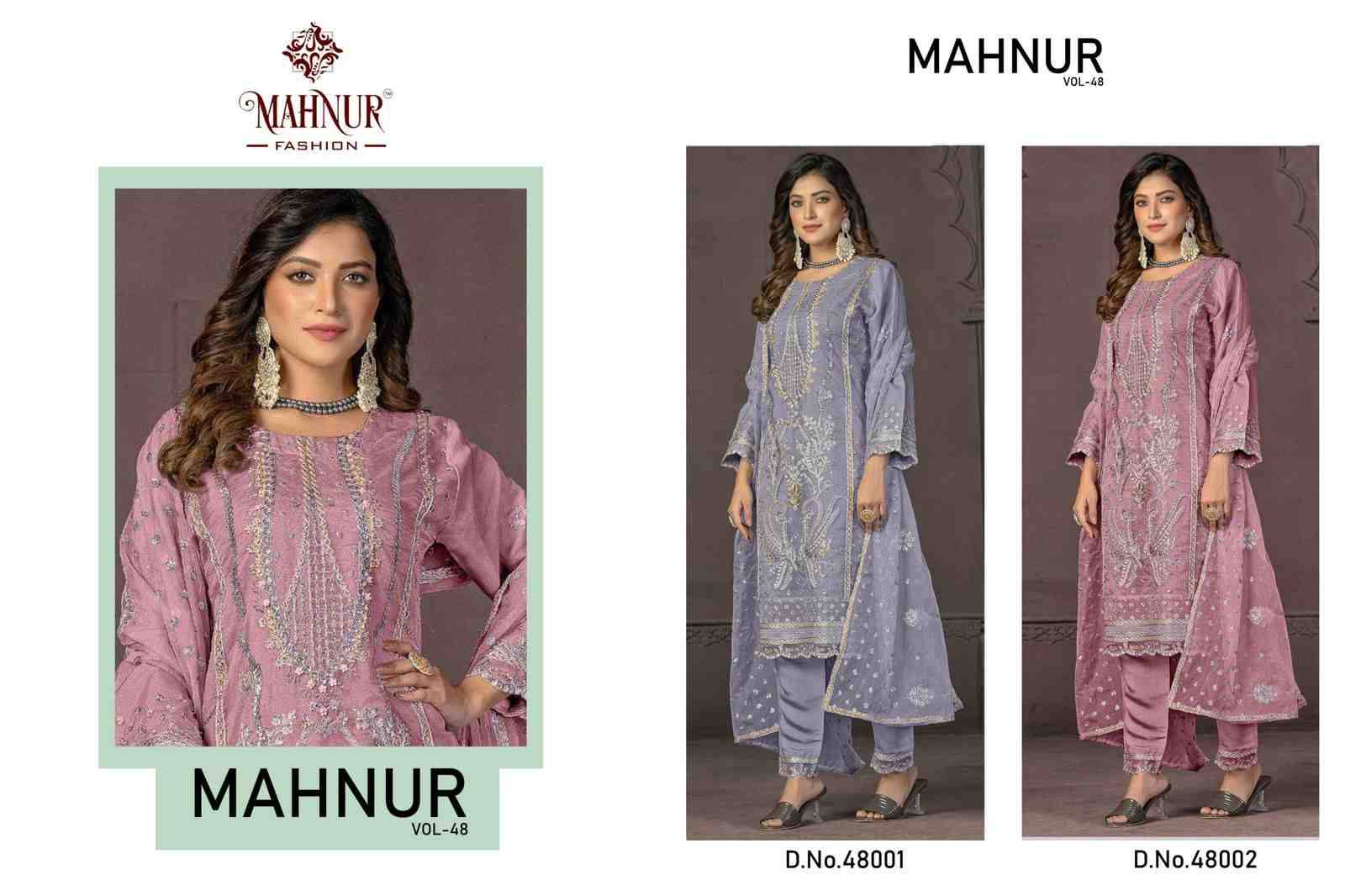 Mahnur Vol-48 By Mahnur Fashion 48001 To 48002 Series Beautiful Pakistani Suits Colorful Stylish Fancy Casual Wear & Ethnic Wear Organza Dresses At Wholesale Price