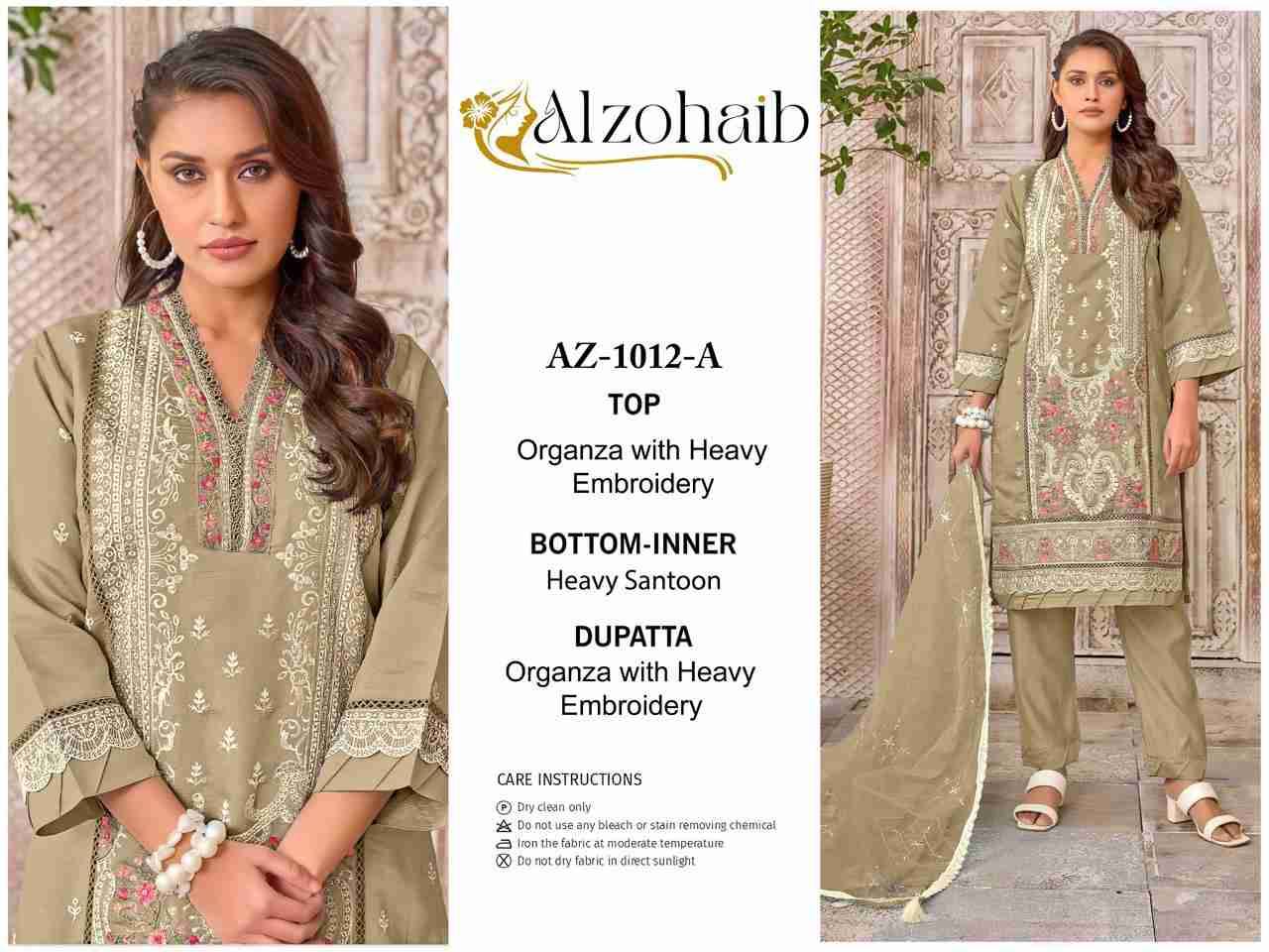 Alzohaib-1012 Colours By Alzohaib 1012-A To 1012-D Series Wholesale Designer Pakistani Suits Collection Beautiful Stylish Fancy Colorful Party Wear & Occasional Wear Organza Dresses At Wholesale Price