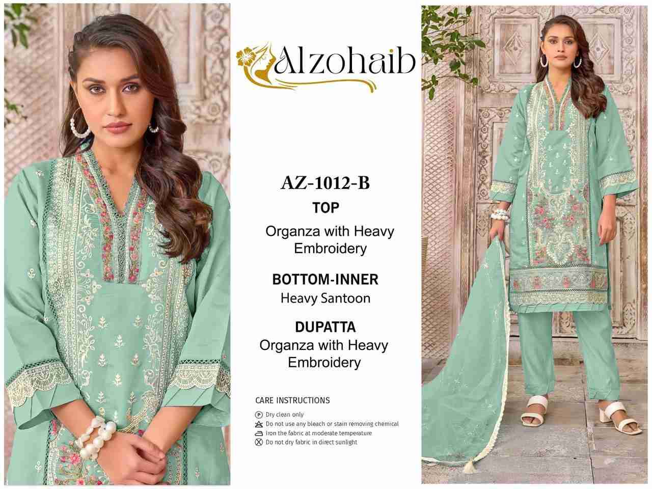 Alzohaib-1012 Colours By Alzohaib 1012-A To 1012-D Series Wholesale Designer Pakistani Suits Collection Beautiful Stylish Fancy Colorful Party Wear & Occasional Wear Organza Dresses At Wholesale Price