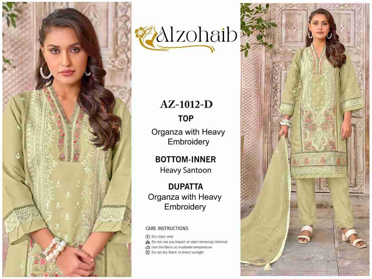 Alzohaib-1012 Colours By Alzohaib 1012-A To 1012-D Series Wholesale Designer Pakistani Suits Collection Beautiful Stylish Fancy Colorful Party Wear & Occasional Wear Organza Dresses At Wholesale Price