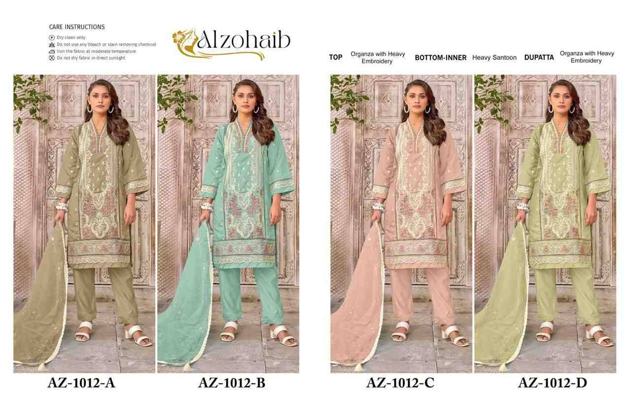 Alzohaib-1012 Colours By Alzohaib 1012-A To 1012-D Series Wholesale Designer Pakistani Suits Collection Beautiful Stylish Fancy Colorful Party Wear & Occasional Wear Organza Dresses At Wholesale Price