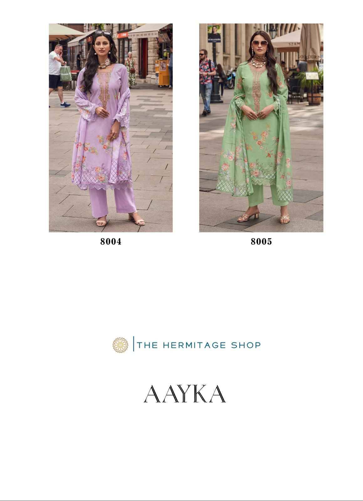 Aayka By The Hermitage Shop 8000 To 8005  Series Beautiful Festive Suits Colorful Stylish Fancy Casual Wear & Ethnic Wear Pure Lawn Cotton Dresses At Wholesale Price