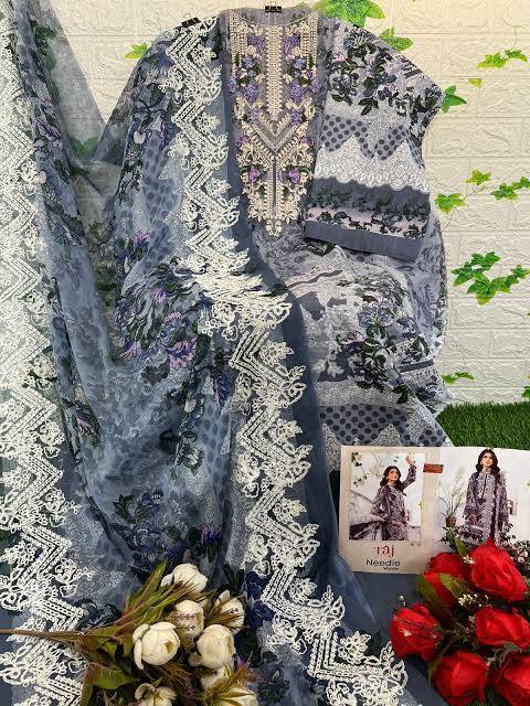 Taj Hit Design 122 By Taj Creation Beautiful Pakistani Suits Colorful Stylish Fancy Casual Wear & Ethnic Wear Pure Cotton Print With Embroidered Dresses At Wholesale Price