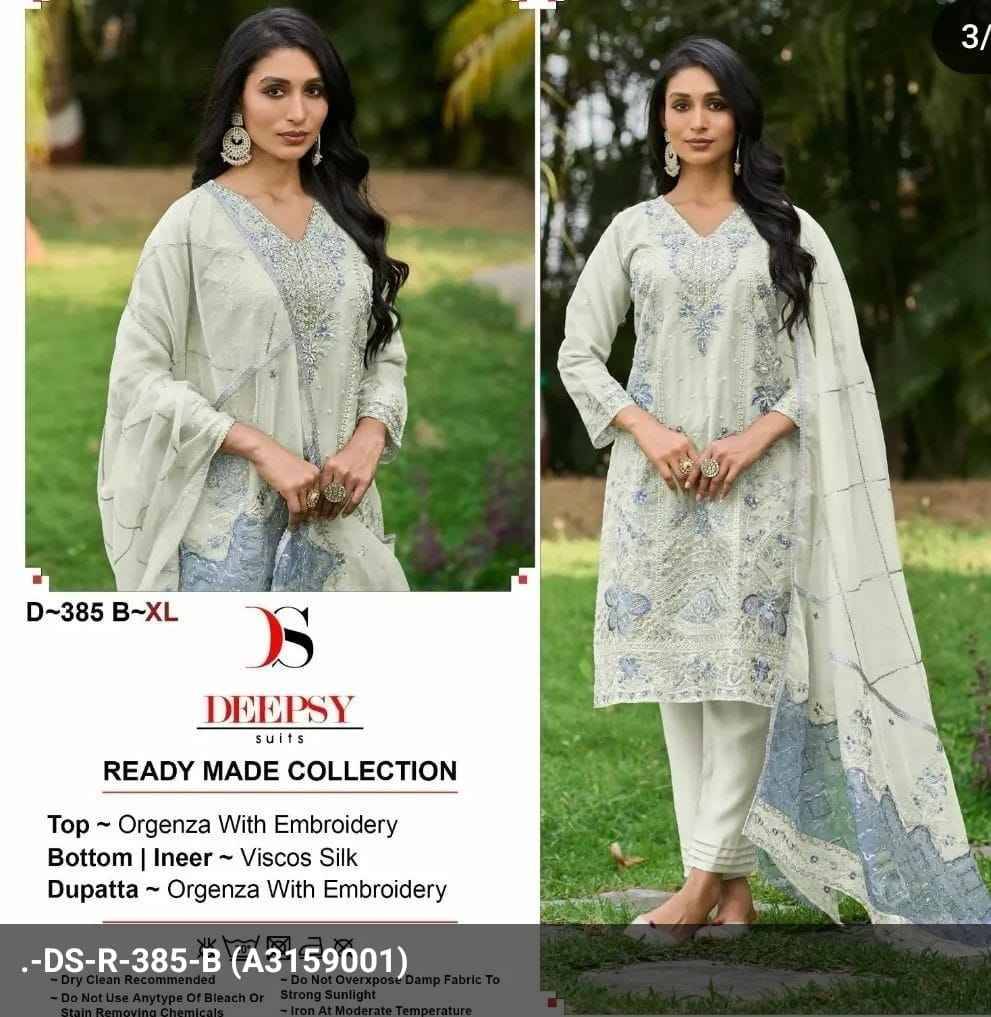 Deepsy Hit Design 385 Colours By Deepsy Suits 385-A To 385-D Series Designer Pakistani Suits Beautiful Fancy Stylish Colorful Party Wear & Occasional Wear Pure Organza With Embroidery Dresses At Wholesale Price