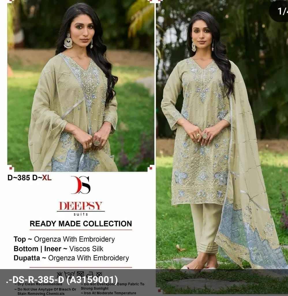 Deepsy Hit Design 385 Colours By Deepsy Suits 385-A To 385-D Series Designer Pakistani Suits Beautiful Fancy Stylish Colorful Party Wear & Occasional Wear Pure Organza With Embroidery Dresses At Wholesale Price