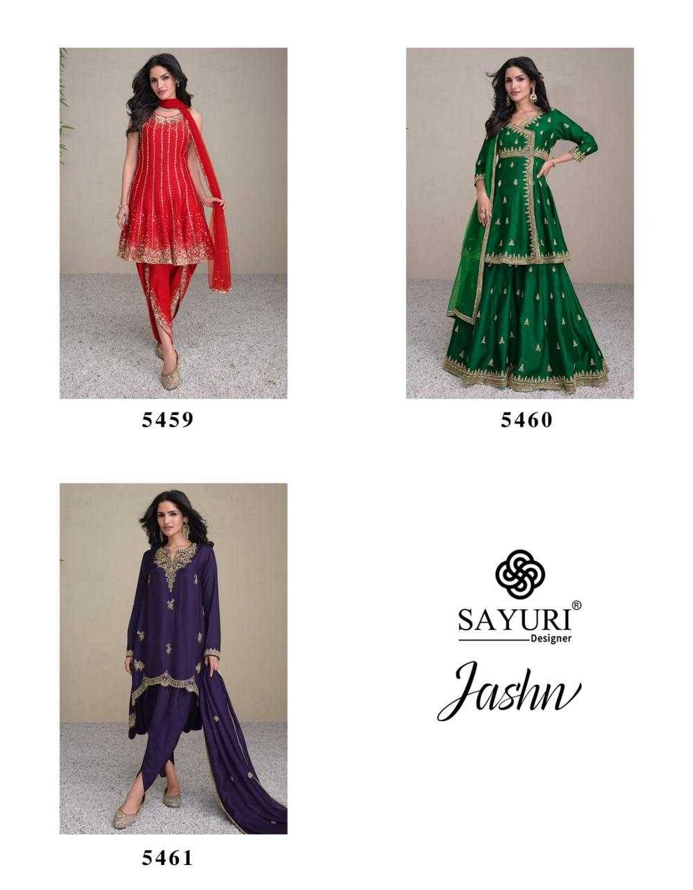 Jashn By Sayuri 5459 To 5461 Series Beautiful Festive Suits Colorful Stylish Fancy Casual Wear & Ethnic Wear Premium Silk Dresses At Wholesale Price